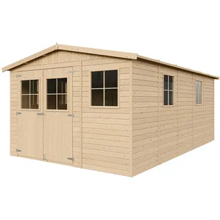 TIMBELA Gartenhaus 4,93 x 3,03 m Beige