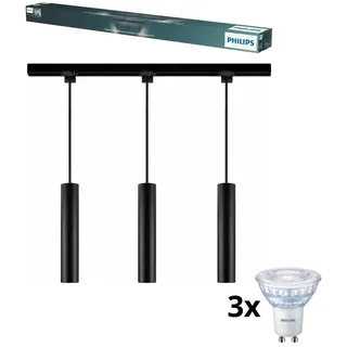 Philips-LED dimmbar, Pendelleuchte an Seil im EASYLINK-Schienensystem 3xGU10/6,2W/230V 1 m schwarz - Schwarz