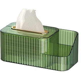 Kosmetiktücherbox, 24.7×12×10.5 Cm, Servietten-Aufbewahrungsbox Eingebauter Frühling, Transparentes Papiertaschentuchbox Für Esszimmer, Kommodendekoration, Schlafzimmer (Durchscheinendes Grün)