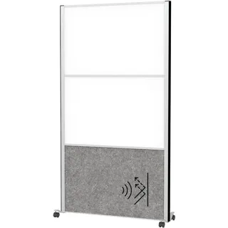 Maul Akustik-Trennwand MAULconnecto 9622195, dunkelgrau, weiß 100,0 x 182,0 cm mit Rollen, 1 St.