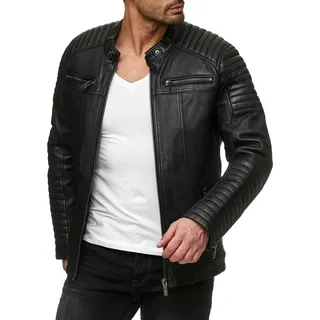 Urban Bikerjacke Steppjacke Kunstleder Schwarz XS - Schwarz - XS