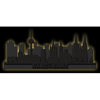 Namofactur Skyline Stadtsilhouette LED Wanddeko beleuchtet | Individuell Personaliert | Wähle aus 3 Größen (Köln)