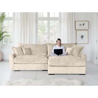 Home affaire Ecksofa Finca XXL L-Form, B: 247 cm, 4 Zierkissen, Mega-Sofa, in Cord oder Chenille-Struktur, Federkern beige