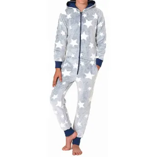 normann Schlafanzug Jumpsuit Overall in Sterneoptik aus kuschelig warmen Coralfleece - 76797 blau | Gr.: 140