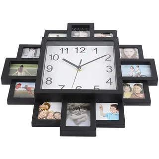 Doppelfunktionaler Bilderrahmen Und Wanduhr Aus Schwarzem Kunststoff, Moderne Wohnzimmerdekoration, Interieur, 2-in-1