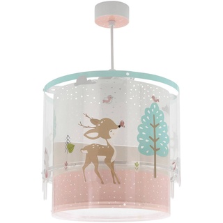 Dalber Lampe kinderzimmer, kinderlampe Pendelleuchte Hängelampe, Deckenleuchte Kinder, Deckenlampe kinderzimmer, Loving Deer Reh Tiere, Rosa