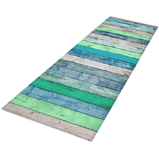 PETSOLA Küchenläufer Teppichläufer rutschfest waschbar Läufer Küchenteppich Teppich Schmutzfangmatte Eingangsmatte für Innen und außen - Blau, 60 x 180 cm