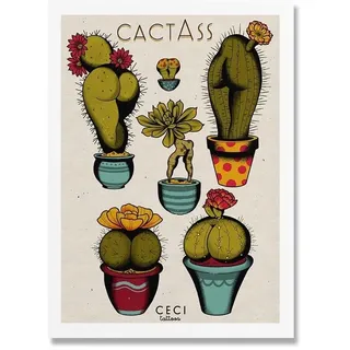 Cactus Pilz Karotte sexy Hintern Vintage Kunst Print Poster Pilz Wandkunst Wälder Dekor Küche Leinwand Druckerei(Color:B,Size:60x90cm No Frame)