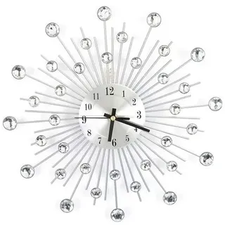 3d-wanduhr Aus Funkelndem Silberkristall, Modernes, Rundes Design, Digitale Wanddekoration Aus Metall Für Küche, Wohnzimmer, Modern Oder Minimalistisch.