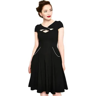 Voodoo Vixen A-Linien-Kleid Connie 1950's Contrast Piping Vintage Rockabilly Retro schwarz L