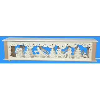 Schwibbogen-Fensterbank Schwibbogenerhöhung mit Winterkinder und Beleuchtung BxHxT 52x10x10cm