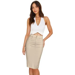 Womens Super Comfy Stretch Denim Skirt SK44876X Stone 22 - 50 Große Größen