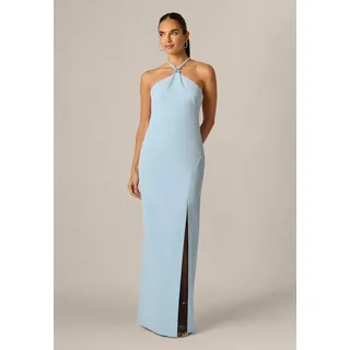 Adrianna Papell Abendkleid Stretch Crepe Long Dress Rückenfrei, trägerloses Neckholder-Kleid blau 46