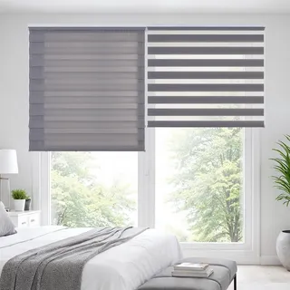 Doppelrollo mit Bohren Thermorollo für Fenster Duo Rollo 140x250 cm Silber