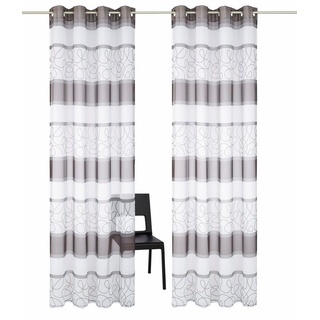 Gardine Napala, my home, Ösen (2 St), transparent, Voile, Vorhang, 2-er Set, Fertiggardine, transparent, Querstreifen grau 140 cm x 145 cm