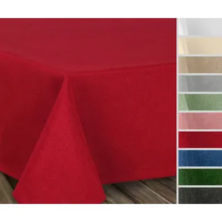 Beautex Tischdecke Fleckenabweisende bügelfreie Tischdecke mit Lotuseffekt, Leinenoptik (1-tlg) rot Rund | 160 cm x 160 cm