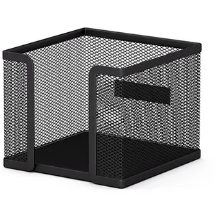 Erich Krause Zettelbox Metall 9,9x8cm Schwarz - Notizzettel Box für Notizblock - Schreibtisch Organizer Bürozubehör - Ordnungshelfer Aufbewahrung für Zettel Merkzettel Memo