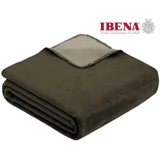 Wohndecke IBENA "Wohndecke Doubleface Dublin", grün (dunkelgrün, olivgrün), B:150cm L:200cm, Baumwolle, Polyacryl, Polyester, Wohndecken, Wohndecke, in trendigen Farben