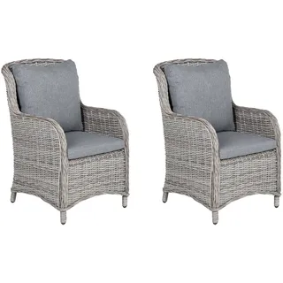 Beliani Polyrattan Gartensessel 60 x 73 x 96 cm grau 2er Set