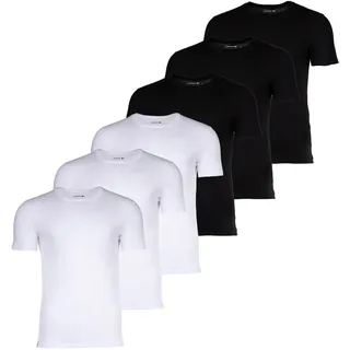 LACOSTE Herren T-Shirts, 6er Pack - Essentials, Rundhals, Slim Fit, Baumwolle, einfarbig Schwarz/Weiß XL