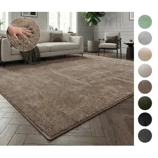 OTTO home Teppich Cali, in Standard- und Premium-Qualität, 13 mm oder 16 mm Höhe, rechteckig, Uni-Farben, kuschelig, & weich, waschbar, Wohnzimmer, Schlafzimmer braun 180 cm x 230 cm