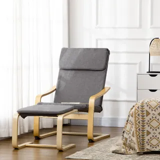 Homcom Relaxsessel mit Fußhocker Polyester 66,5 x 98 x 78 cm Grau