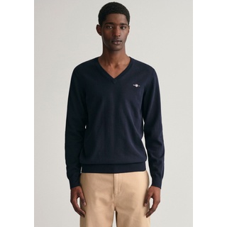 V-Ausschnitt-Pullover »Classic Cotton V-Neck«, Premium Strickjersey aus weicher 100% Baumwolle, Übergangspullover, Gr. S, Evening blue, , 58685521-S