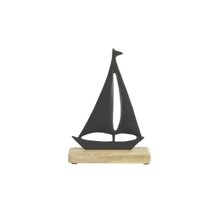 Deko Segelboot , schwarz , Aluminium, Holz , Maße (cm): B: 16 H: 22 T: 5