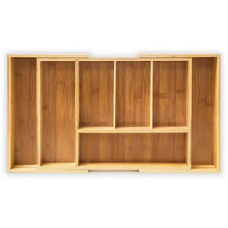 Relaxdays Besteckkasten ausziehbar 37-48,5 x 28 cm Bambus