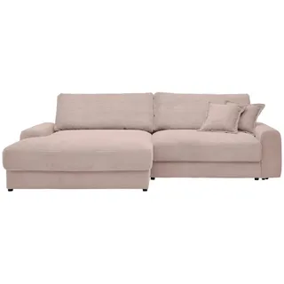 Carryhome Ecksofa, Rosa, Kunststoff, 3-Sitzer, Füllung: Schaumstoff,Hohlfaser, Ottomane links, L-Form, 300x180 cm, Rücken echt, Wohnzimmer, Sofas & Couches, Wohnlandschaften, Ecksofas