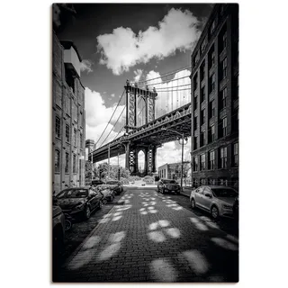 Wandbild ARTLAND "Manhattan Bridge in Brooklyn, New York" Bilder Gr. B/H: 60 cm x 90 cm, Leinwandbild New York Hochformat, 1 St., schwarz Kunstdrucke als Leinwandbild, Poster in verschied. Größen