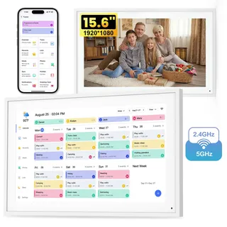 15,6 Zoll Digitaler Familienplaner Full HD Touchscreen mit Wand Kalender, Fotorahmen (1920x1080), Uhr, Planner, Essensplaner für Familie Senioren