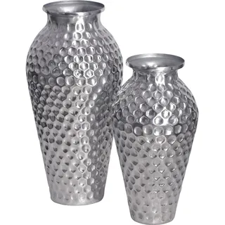 FineBuy FineBuy, Vase 2er Set Blumenvase Aluminium Amphore Tischvase Rund Dekovase (2x)