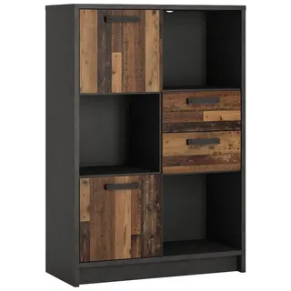 Lomadox Highboard NELSON-129, Jugendzimmer Regal in grau mit Holz Nb., B/H/T ca. 87/128,7/42 cm braun