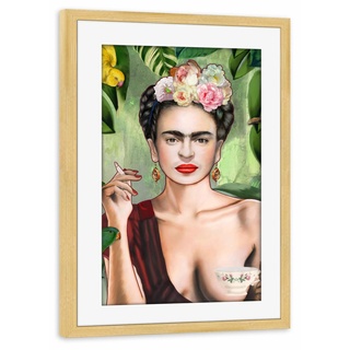 artboxONE Poster mit Rahmen Kiefer 75x50 cm Frida Con Amigos von Nettsch - gerahmtes Poster