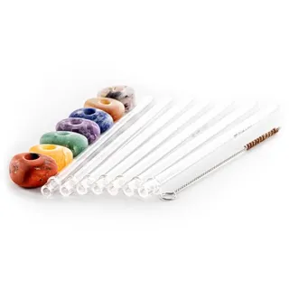 VitaJuwel Crystal Straw | ALL7 SET - Strohhalme aus Glas mit 7 Wassersteinen (Partyset)