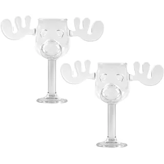 ACESOME Weihnachtsgläser, EierliköR Moose Mug, Christmas Vacation Elch-Mug, Kreatives Elch-Schnapsglas Aus Glass, Urlaubsgeschenke (2, 235ml)