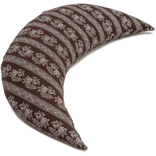 Mond 50cm Das Halbmond Kissen mit EPS-Perlen Blumen-braun| kleines Schlafkissen, Reise- Kopfkissen, Kuschelkissen, Lesekissen