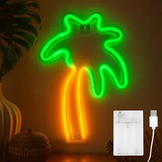 ENLACE LED Neonlichter Palmen, Kokosnussbaum LED Neonlicht Batterie/USB Betrieben, Palmen Leuchtschild für Kinderzimmer Schlafzimmer Party Wanddekoration Weihnachten Hochzeit Deko