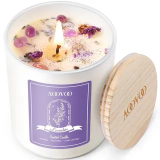 Duftkerze - Lavendel - 284 Gramm - Mit Kristallen