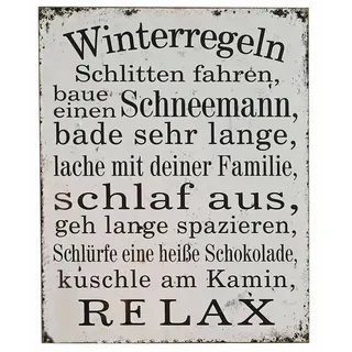 Loberon Dekoboard Winterregeln 0 cm antikweiß