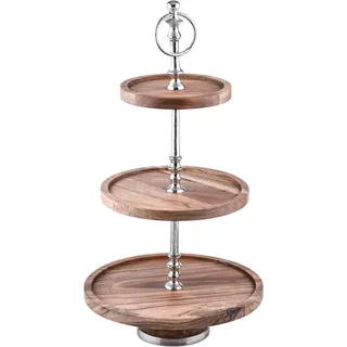 Marrakesch Orient & Mediterran Interior 3 Etagen Etagere Servierständer Akazienholz Amalie 50cm