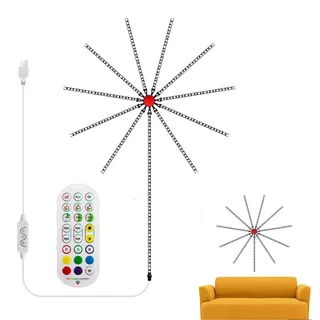 Hudhowks Feuerwerk LED-Streifenlichter USB-betriebene Musik-Sync-Soundsteuerung LED-Wanddekor-Licht-Neonzeichen-Lichter mit Fernbedienung mit Remote-App-Steuerung für Weihnachten