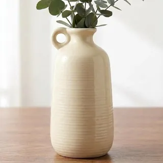 Sunddo Keramik-Blumenvase, 25,4 cm hoch, Moderne dekorative Vase mit Griff, neutrale Dekoration für Eingangsbereich, Wohnzimmer, Tischregal, Bücherregal, Kamindekor