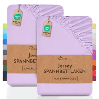 NatureMark Spannbettlaken Jersey 70 x 140 cm Flieder 2 St.