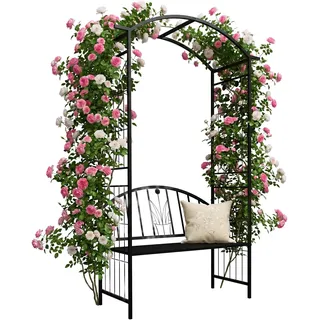 Relaxdays Rosenbogen mit Bank 0 x 0 x 0 cm Schwarz