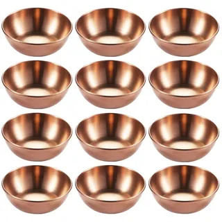 12 Stücke Saucenschälchen Edelstahl Snack Dip Schalen Kleine Schälchen Dipschälchen Set Dipschalen Snackschalen Gewürzschalen Roségold Sushi Teller Sauce Schüssel für Tapas Dessert-3.14inch/8cm