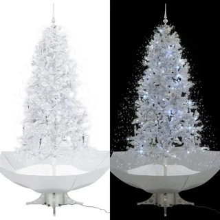 vidaXL Schneiender Weihnachtsbaum mit Schirmfuß Schneefall Kugeln LED-Lampen Tannenbaum Christbaum Kunstbaum Dekobaum Schnee Weiß 190cm