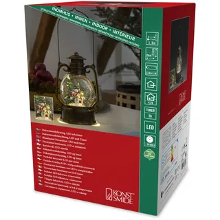 Konstsmide LED Kugellaterne Schneemänner, groß, wassergefüllt, wählbare Energieversorgung, mit 5h Timer, 1 warm weiße Diode, 4.5V Innentrafo/batteriebetrieben, Innen, 3 x C 1.5V (exkl.) - 2867-000