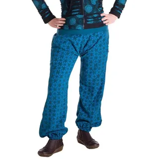 Vishes Haremshose Warme Damen Hose Blumen Haremshose ECO Fleecehose Thermohose Pluderhose, Pumphose blau 42